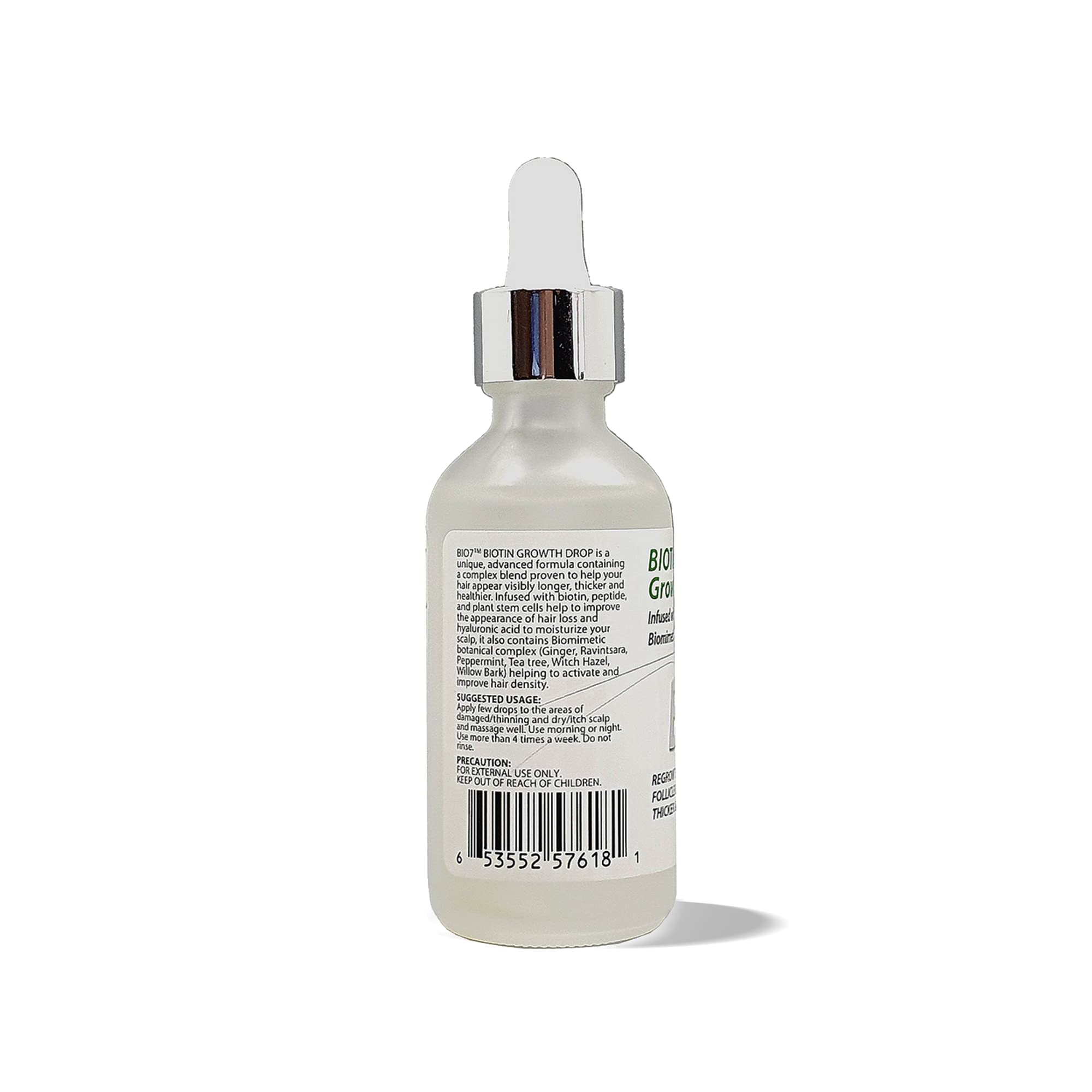 BIO7 BIOTIN GROWTH DROP INFUSED BIOMIMETIC SIGNAL PEPTIDE – 2 Fl Oz – Improve the Appearance of Hair Loss By Looking Visibly Longer, Thicker, Boost Follicle Growth – By Natures